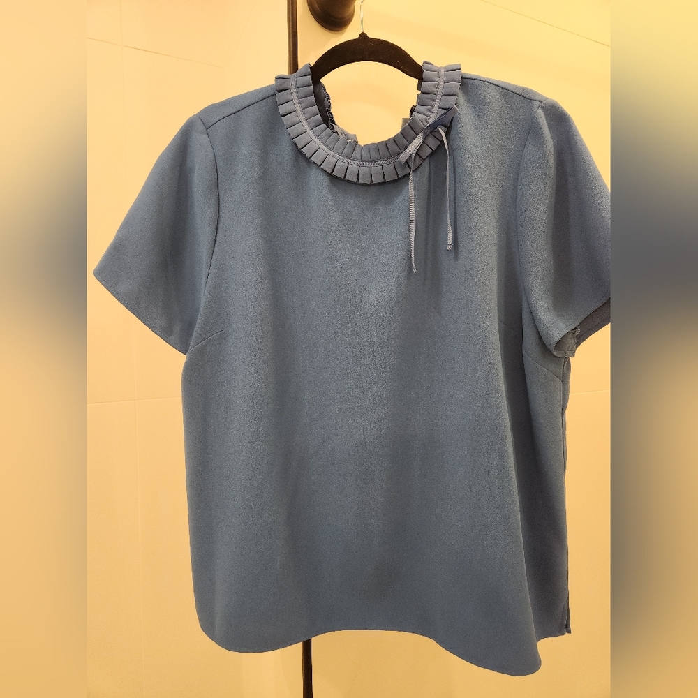 Cece Blue Ruffled Women's Top Sz L